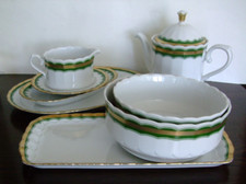 Bavaria gold grün Porzellan Essgeschirr Kaffee Kanne Teller Schüssel 70er Vintag