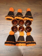 12er Set SMF Schramberg Bernau Eierbecher & Eierwärmer Braun Retro Vintage 70er