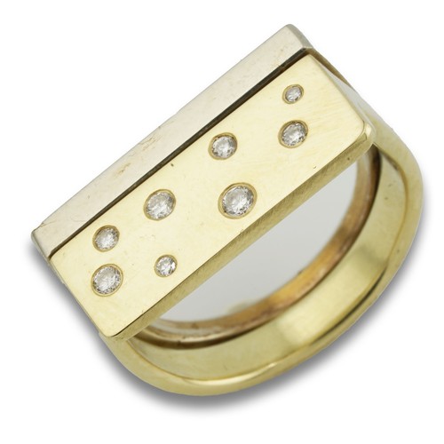 Bicolor brillant gold ring - ring, 585