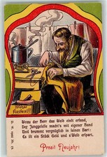 10638109 - Junggeselle Schuhputzkasten Schere Topf Neujahr D. W. 1902 Nr 19
