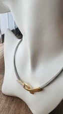 Pierre Lang Halsreif Collier Kette Silber Matt / Gold Zirkonia SELTENHEIT