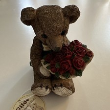 Gilde Teddybären Handwerk Blumen Rosenstrauß Bären  Handarbeit gemalt Sammler 