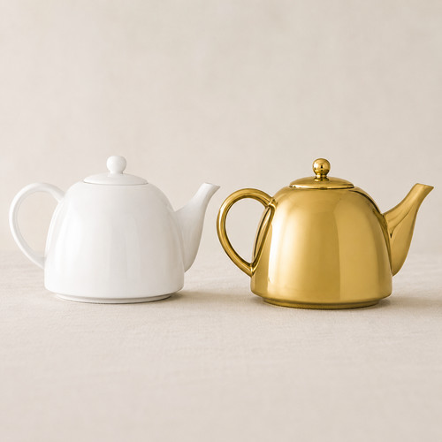 Teekanne weiß gold - weiß, i