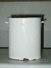 Gefäß Tragegefäß Emaille alt weiß blau  Henkelmann ? Brotdose? Essensträger ?