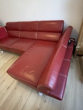 Rotes Ecksofa aus Leder
