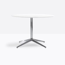 Pedrali Ypsilon4 4795 Tisch - weiß, Aluminium poliert, Laminat, Ø119- Aussteller