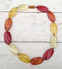 Halskette,Kette,Collier, Modekette, ovale Elemente, bernsteinfarben, NEU