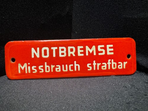 Altes emailleschild notbremse - altes,