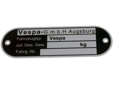 Typenschild für VESPA GmbH