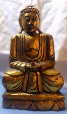 Buddha Figur, Holz, sitzend