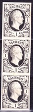Sachsen Nr. 4 senkrechter Dreierstreifen Revisionsabzug vollrandig, seltener!!