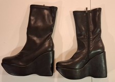 High Heel Wedge Stretch Stiefel 14cm Absatz - Größe 46 - WIE NEU - OVP!