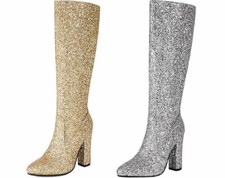 Gr36 Damen Glitzer Kniehohe
