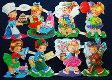 Glanzbilder, Oblaten,  Bogen Nr. 98-70 "Krüger"  Berufe Bäcker Florist Vintage