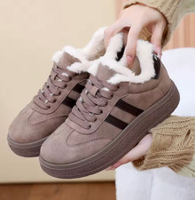 Damen Winter Sneaker warm gefüttert Fleece Turnschuhe mit dicker Sohle