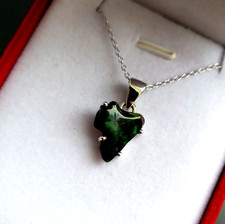 Unikat 925 Sterling Silber Halskette Anhänger schwarzer Opal Edelstein Schmuck