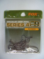 FOX Series 4 Supa Longshank, Größe 6, 10 Stück Haken mit Öse ungebunden