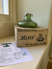 VINTAGE Schweizer GRÜN GLAS CHRISTBAUMSTÄNDER HALTER Bulach Originalkarton