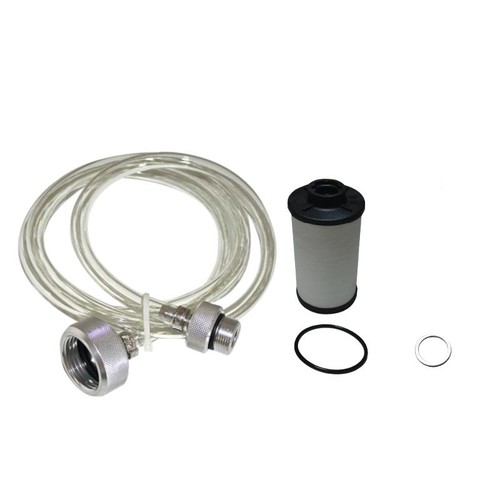 Filter mit befüllschlauch und - filter,