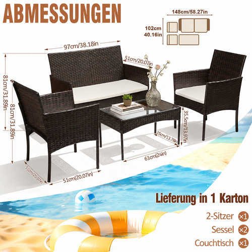 Sitzgruppe garten rattanmöbel - sitzgruppe,