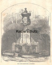 "Die dresdenen Vasenfontäne in Sansouci" Original Holzstich von 1857
