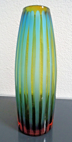 Vintage glasvase cyan - cyan,,