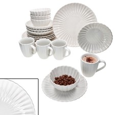 20tlg Kombiservice Frida weiß Steingut 4 Pers. Becher Schalen Teller RESTPOSTEN