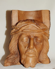 JESUS MIT DER DORNENKRONE  Unikat !  Holz geschnitzt