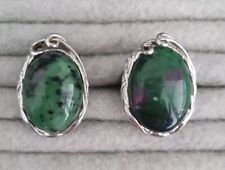 Statement Ring + Anhänger Sterling Silber Großer Zoisit mit Rubin Gr 57 18mm 