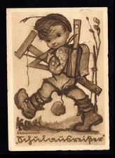 Hummel-AK 4495: Der Schulausreißer - Junge mit Schulsachen, KÖLN 31.12.1934