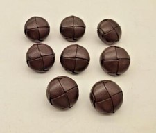 2683 -? 8x Knopf, Halbkugel in Leder-Optik, Kunstst. braun, Öse, ⌀ 20 mm, Retro