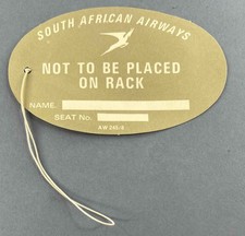 SAA South African Airways Not on Hat Rack Bag Tag Luggage Baggage Label SAL