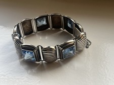 Silberarmband Aquamarinfarbene Steine 835 Silber WMF Ikora 1930er Jahre
