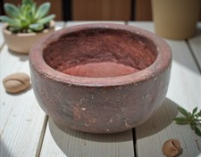 Antik Sand Stein Rund Curry Schale Original Alt, Handgeschnitzt