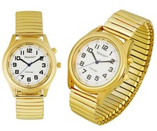 PREMIUM Damen Sprechende Armbanduhr GOLDENE Uhr Senioren Blindenuhr Zeitansage