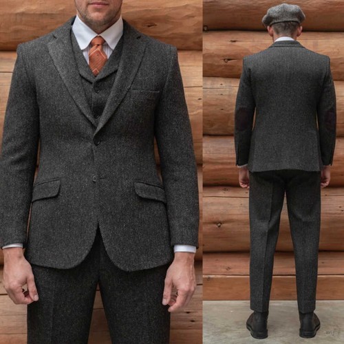 Tweed herren fischgräte anzug - herren,