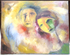 Gustav Schiffmacher 80x100cm Doppelportrait Mädchen Frauen Originalbrief!