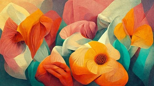 Wandbild bunt bemalte blume - wandbild:,