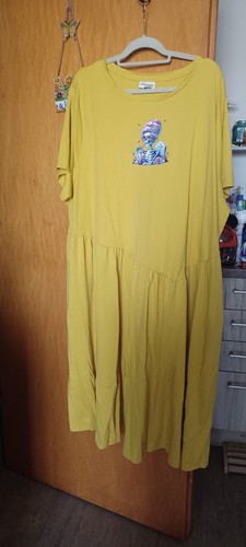 Damen kleid gelb mit - kleid,