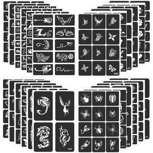 Henna schablonen set blatt - henna,