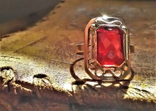 Ring Silber 800 Verneuil Rubin synthetisch hergestellt Jugendstil um 1900 antik