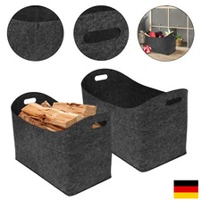 2 Einkaufstasche Filz Kaminholz Dunkelgrau Tragetasche Zeitungstasche 55x30x40cm
