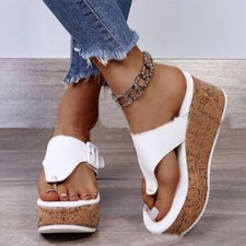 Damen Sandalen Hausschuhe Schuhe Flip Flops Pantoletten Keilabsatz Plateau Pumps