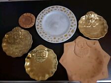 6 Deko Teller Weihnachten, Älter, Gold, Silber, Ton, Winter