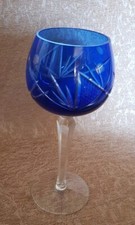 buntes Überfangglas blau Cristall Kristall handgeschliffen Bleikristall Weinglas