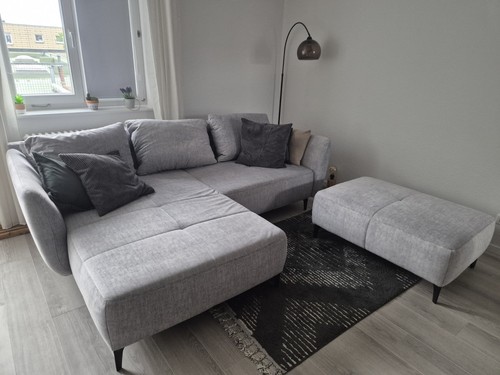 Ecksofa form grau mit - l-form,