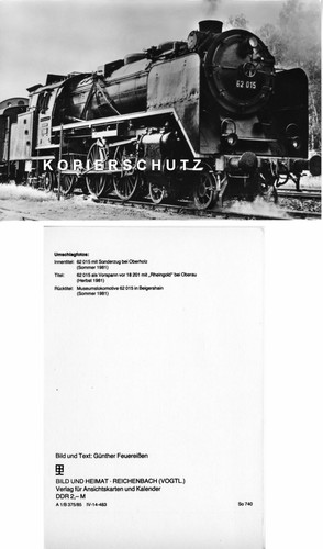 Dampflokomotive 015 mit - 62,