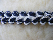 Borte Bordüre Webband Wolle alt vintage schwarz weiß Muster Meterware Wollborte