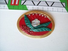 Brosche Anstecknadel Schmuck goldfarben Fimo mit  Sicherheitsverschluß