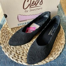 Skechers Stretch Ballerinas Gr. EU 37,5/US 7,5 Cleo Sawdust-MODESTY schwarz Neu